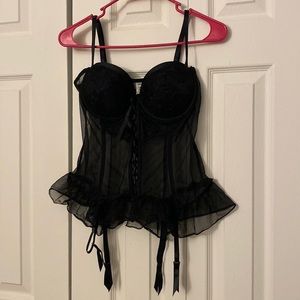 Large black bustier with straps from Enchanting